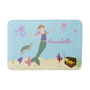 Alfombrilla De Baño Amigos rubios oscuros personalizados de la sirena