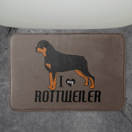 Alfombrilla De Baño Amo a mi perro Rottie Rottweiler
