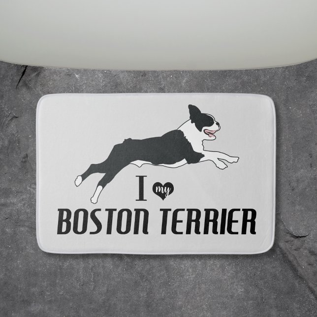 Alfombrilla De Baño Amo A Mi Perro Terrier De Boston (I love my Boston Terrier Bosties Bathmat)