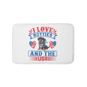 Alfombrilla De Baño Amo a Rotties y a los Estados Unidos