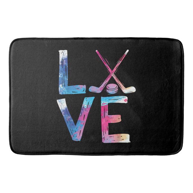 Alfombrilla De Baño Amo Chicas de hockey sobre hielo Regalos de hockey (Anverso)