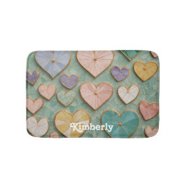 Alfombrilla De Baño Amor Mosaico: Corazones Pastel