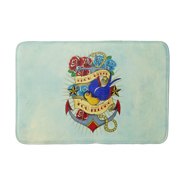 Alfombrilla De Baño Ancla de la escuela vieja (Anverso)