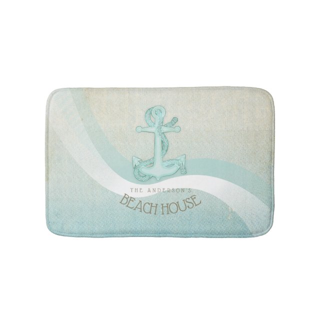 Alfombrilla De Baño Ancla náutica de Beach House y Rope Aqua ID623 (Anverso)