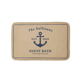 Alfombrilla De Baño Ancla Naval Rústica Costera Nombre Personalizado T