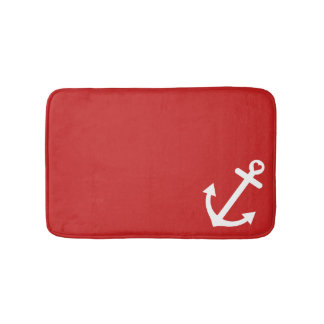 Alfombrilla De Baño Ancla roja clásica del amor náutica