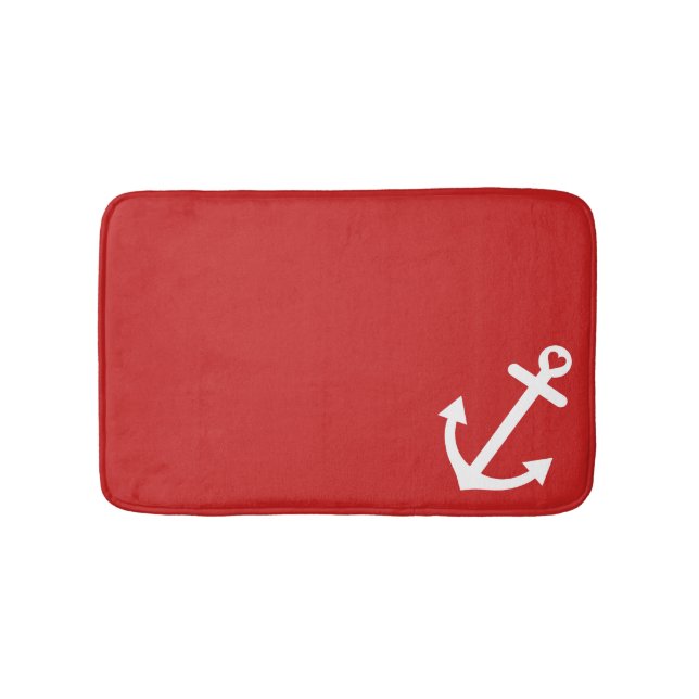 Alfombrilla De Baño Ancla roja clásica del amor náutica (Anverso)