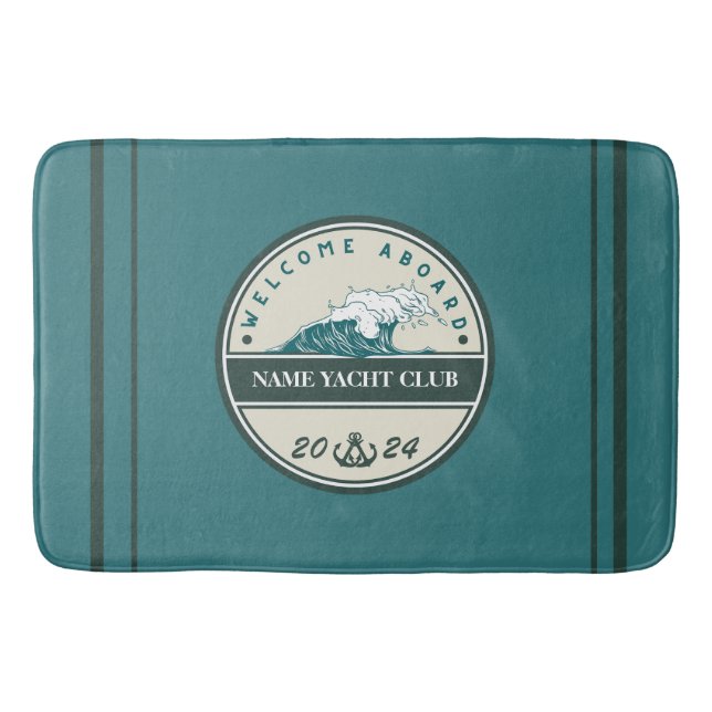 Alfombrilla De Baño Anclaje azul Nautical Welcome yachate velero (Anverso)