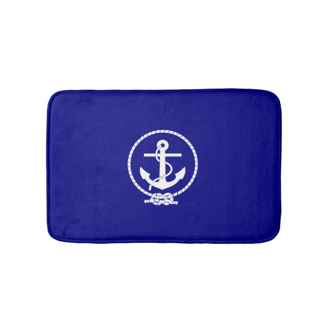 Alfombrilla De Baño Anclaje blanco azul de la Marina Náutica (Anverso)