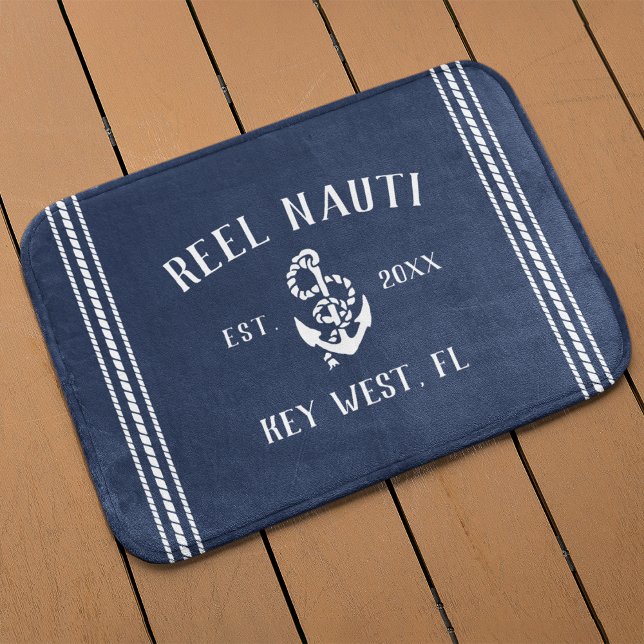Alfombrilla De Baño Anclaje Rústico de la Armada Náutica | Su nombre d (Subido por el creador)