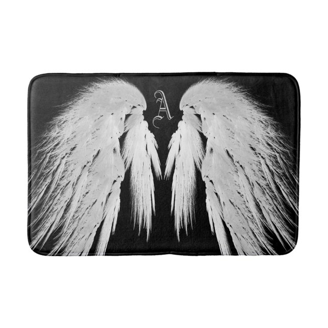 Alfombrilla De Baño ANGEL ALAS Pies Tocadas Gris Personalizado Monogra (Anverso)