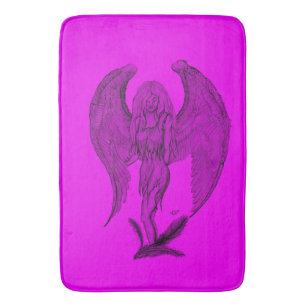 Alfombrilla De Baño Ángel , Lápiz Art , negro y rosa diseño