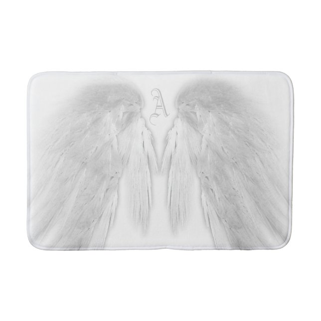 Alfombrilla De Baño ANGEL WINGS Monograma Personalizado blanco (Anverso)