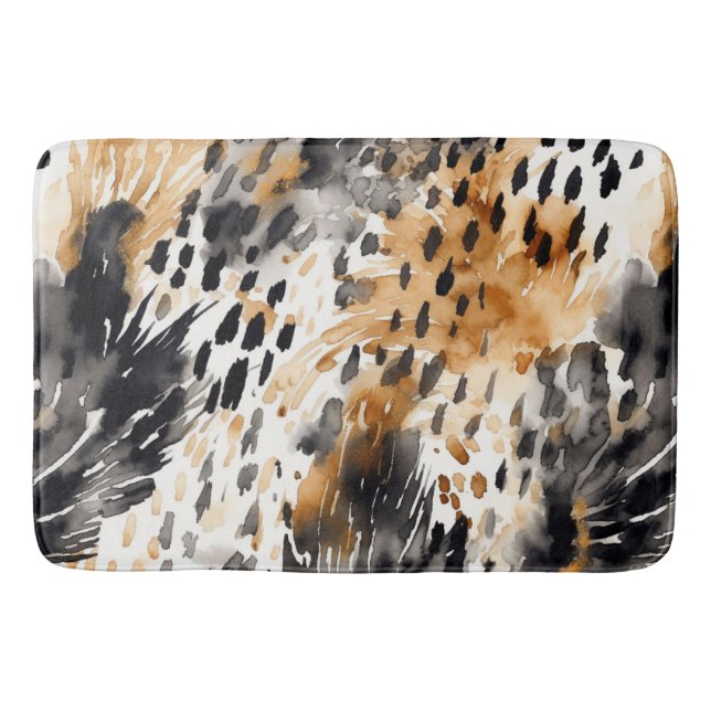 Alfombrilla De Baño Animal de leopardo negro de crema blanca (Anverso)