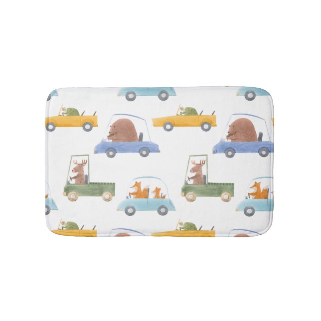 Alfombrilla De Baño Animales bebés: patrón acuático dibujado a mano. (Anverso)