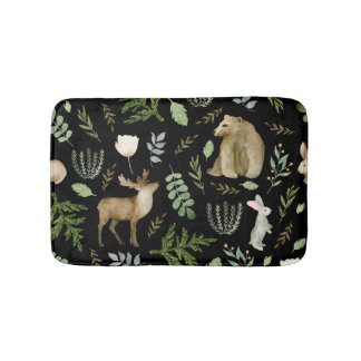 Alfombrilla De Baño Animales Curados: Mano de acuarela dibujada.