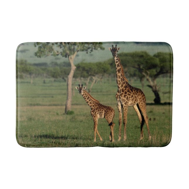 Alfombrilla De Baño Animales de bebé más afectados | Giraffe Calf & Ma (Anverso)