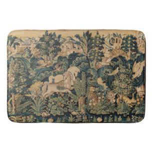 Alfombrilla De Baño ANIMALES DE FANTASÍA, CABALLOS, Flora verde azul d