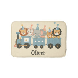 Alfombrilla De Baño Animales de fiesta lindos en tren personalizados