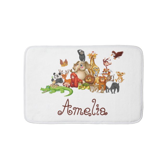 Alfombrilla De Baño Animales del niño personalizado (Anverso)