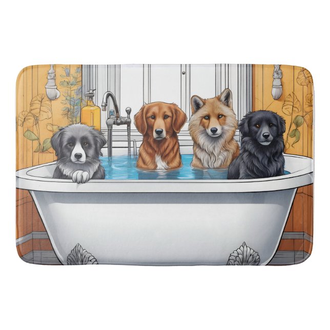 Alfombrilla De Baño Animales divertidos en baño (Anverso)