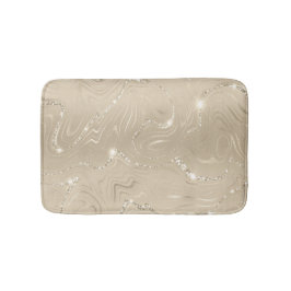 Alfombrilla De Baño Antecedentes de champán Purpurina blanco y beige