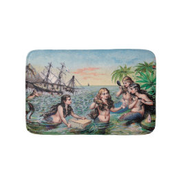 Alfombrilla De Baño Antigüedad de Sirena Mágica Océano Náutico