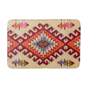 Alfombrilla De Baño Antiguo Vintage Oriental Rojo Beige Kilim Turco