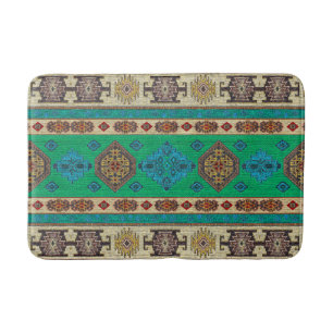 Alfombrilla De Baño Antiguo Vintage Verde Azul Kilim turco