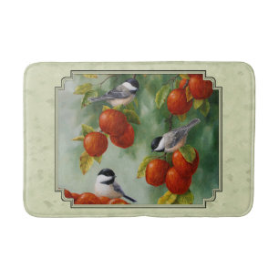 Alfombrilla De Baño Apple Harvest Chickadees Green