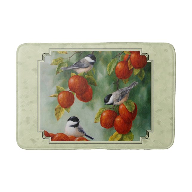 Alfombrilla De Baño Apple Harvest Chickadees Green (Anverso)