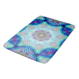 Alfombrilla De Baño Aqua al caleidoscopio azul real de ocho puntos est