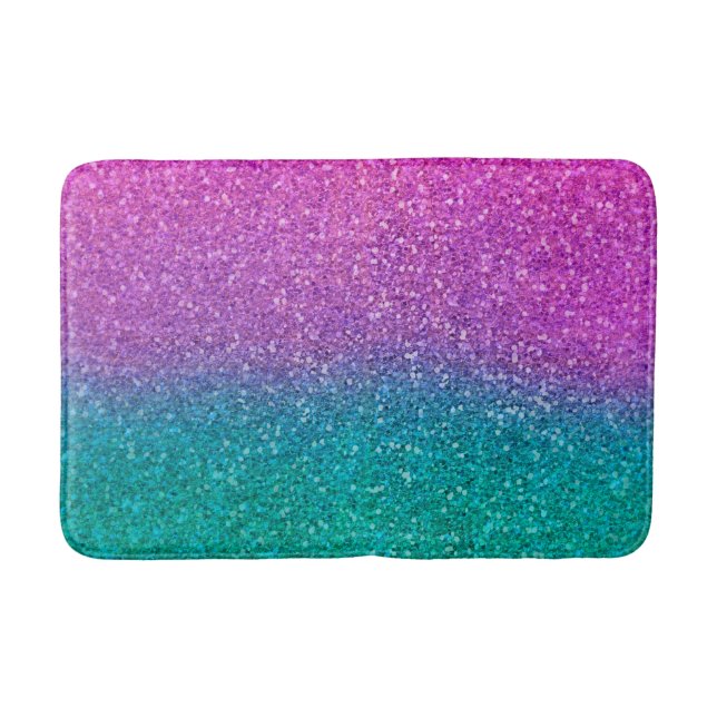 Alfombrilla De Baño Aqua Azul Turquesa y Purpura Brillante Glitter (Anverso)