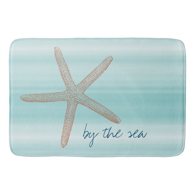 Alfombrilla De Baño Aqua Mint White Beach Vibes Starfish       (Anverso)