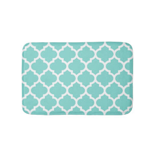 Alfombrilla De Baño Aqua turquesa que patrón de quatrefoil marroquí #5