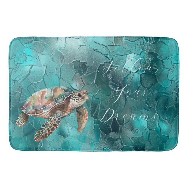 Alfombrilla De Baño Aqua Verde azulada Turquoise Glam (Anverso)