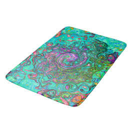Alfombrilla De Baño Aquamarine Groovy Abstract Retro Láquido Swirl
