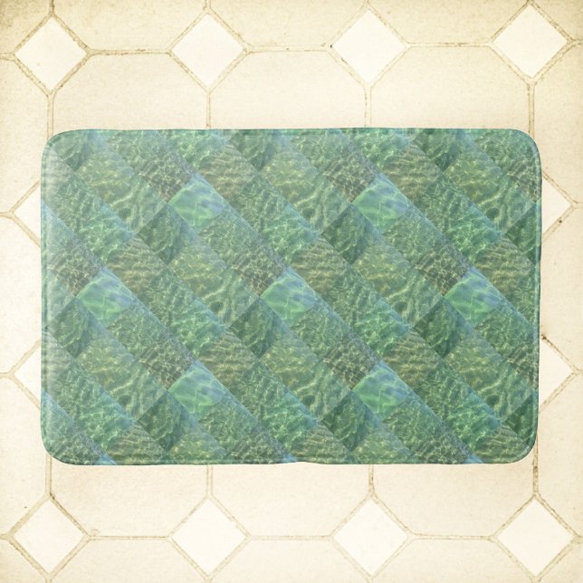 Alfombrilla De Baño Aquamarine Patchwork Sea Green Water Boho Moda (Subido por el creador)
