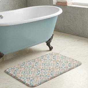 Alfombrilla De Baño Arabesco terroso   Baldosa de mosaico de acuarela