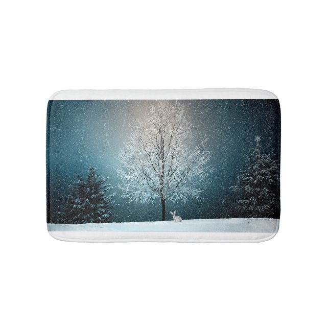 Alfombrilla De Baño Árbol de escarcha por la noche (Anverso)