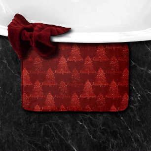 Alfombrilla De Baño Árbol de Navidad clásico Rojo de cardenales rico
