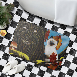 Alfombrilla De Baño Árbol Encantado Ent Hojas de Otoño Gato Siames