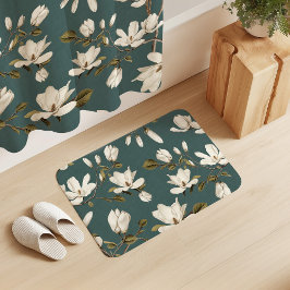 Alfombrilla De Baño Arboleda de magnolias blancas en elegante floral V