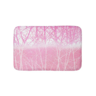 Alfombrilla De Baño Árboles brumosos helados en melocotón y rosa