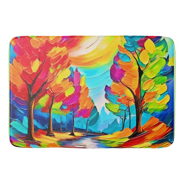 Alfombrilla De Baño Árboles del arcoiris: Vivid Forest (Anverso)