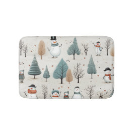 Alfombrilla De Baño Árboles y snowman