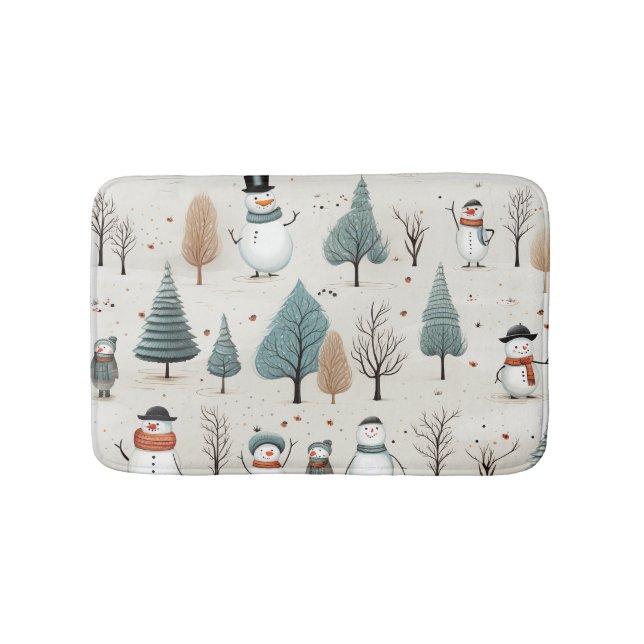 Alfombrilla De Baño Árboles y snowman (Anverso)