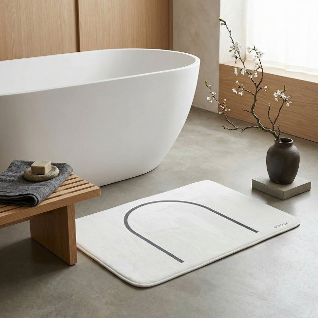 Alfombrilla De Baño Architectural Off-White Fine Line Japandi Minimali (Architectural Off-White Fine Line Japandi Minimali Bath Mat)