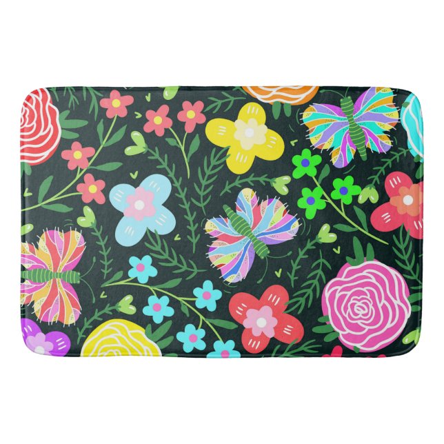 Alfombrilla De Baño Arcoiris de flor de mariposa (Anverso)