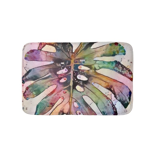 Alfombrilla De Baño Arcoiris monstera (Anverso)